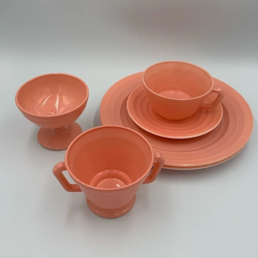 Vintage Hazel Atlas Moderntone Pink Platonite Dishes